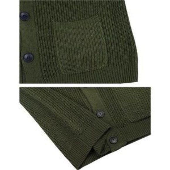 New Men's Cardigans Slim Fit Green - Picture 6 of 7